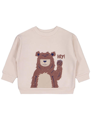 Civil Boys Hey Ayı Baskılı 2-5 Yaş Sweatshirt - Bej