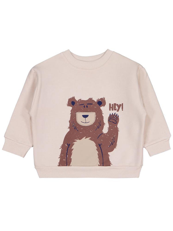 Civil Boys Hey Ayı Baskılı 2-5 Yaş Sweatshirt - Bej