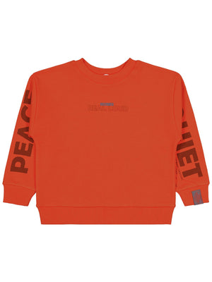 Civil Boys Peace Quıet Baskılı 6-9 Yaş Sweatshirt - Turuncu