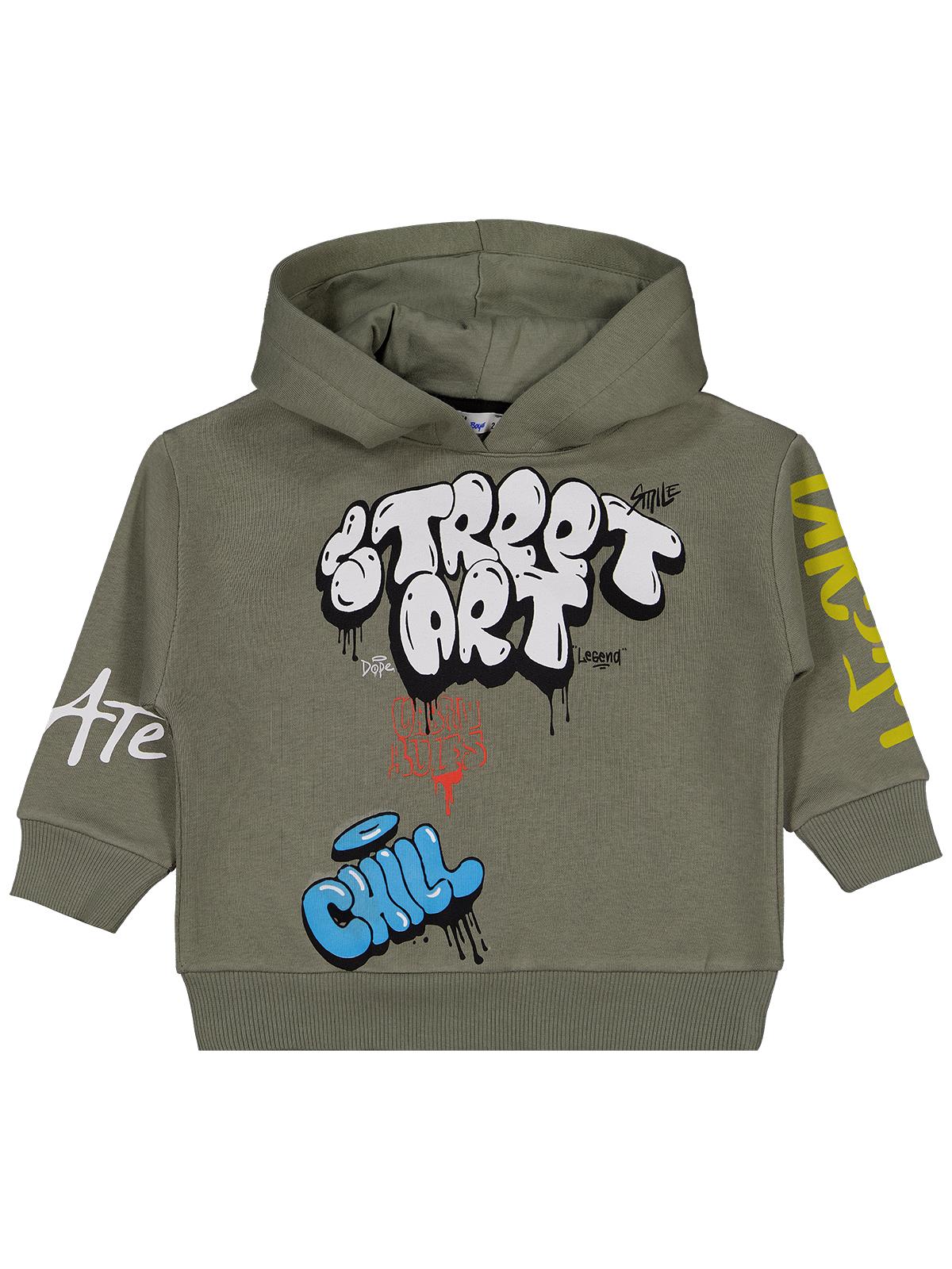 Civil Boys Street Art Baskılı 2-5 Yaş Sweatshirt - Haki