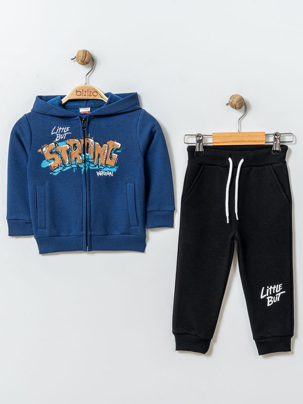 Bizizo Strong Baskılı Kapşonlu 9-24 Ay Takım - Mavi