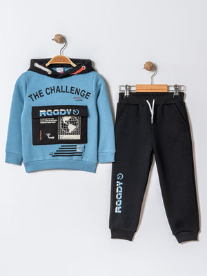 Bizizo The Challenge Baskılı Kapşonlu 2-5 Yaş Takım - Mavi