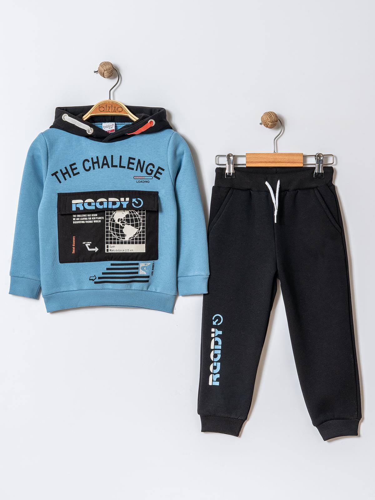 Bizizo The Challenge Baskılı Kapşonlu 2-5 Yaş Takım - Mavi