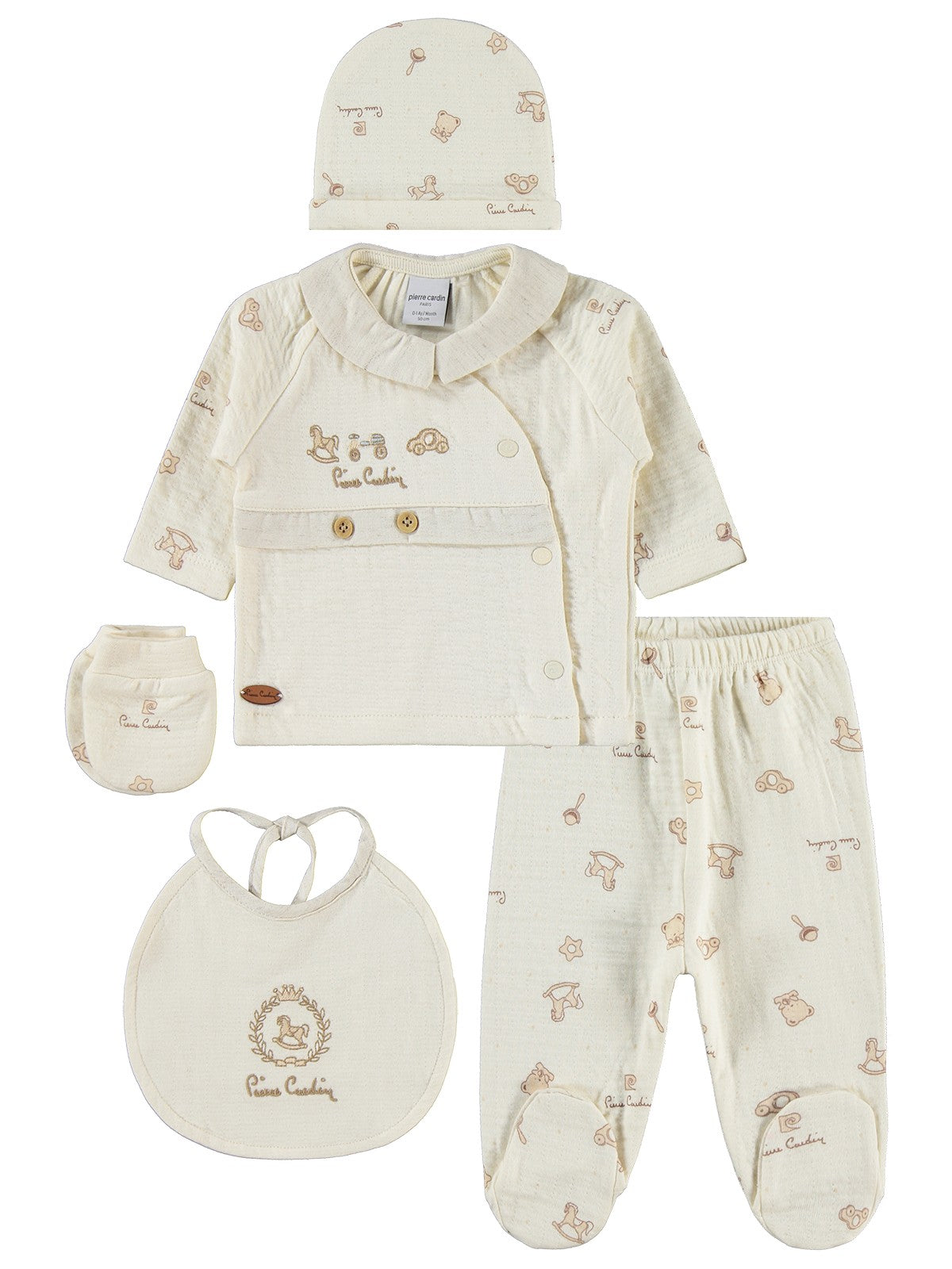 Pierre Cardin Retro Toyz Baskılı 0-1 Ay Zıbın Takımları - Ekru