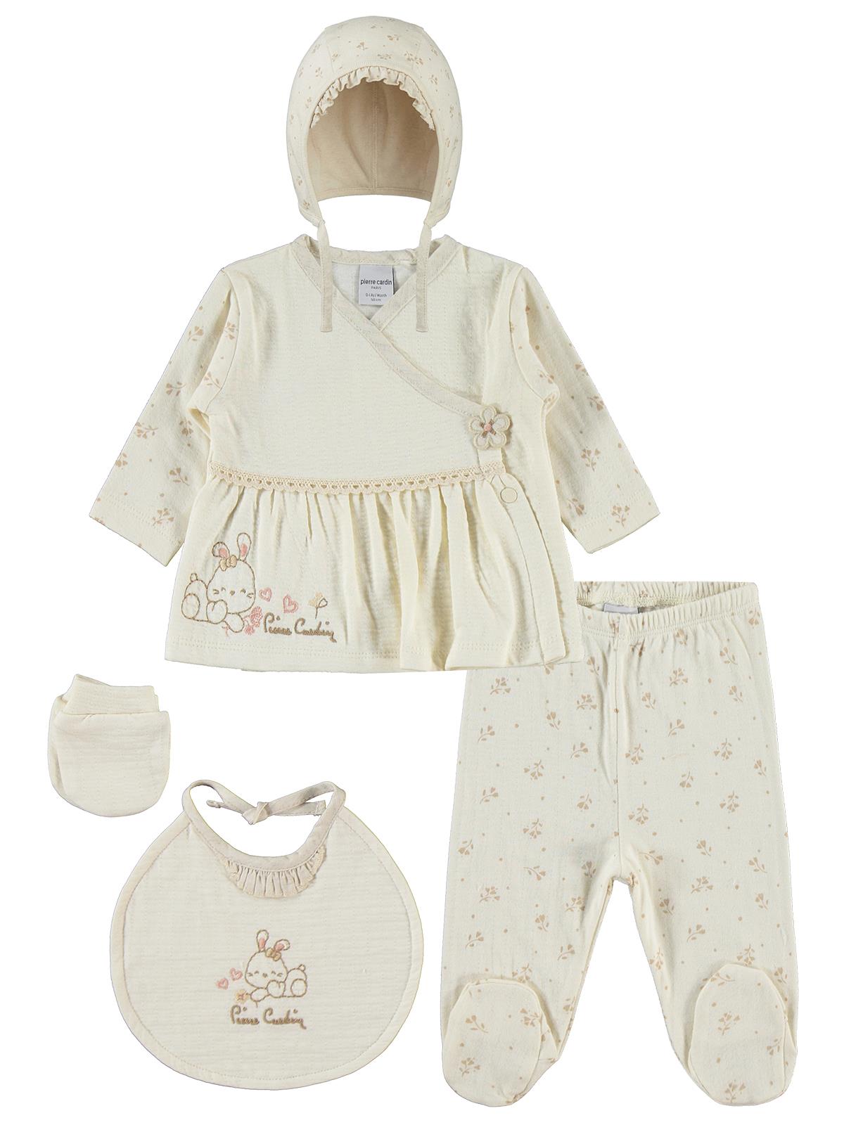 Pierre Cardin Çiçek Empirme 0-1 Ay Zıbın Takımları - Ekru