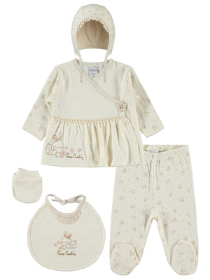 Pierre Cardin Çiçek Empirme 0-1 Ay Zıbın Takımları - Ekru