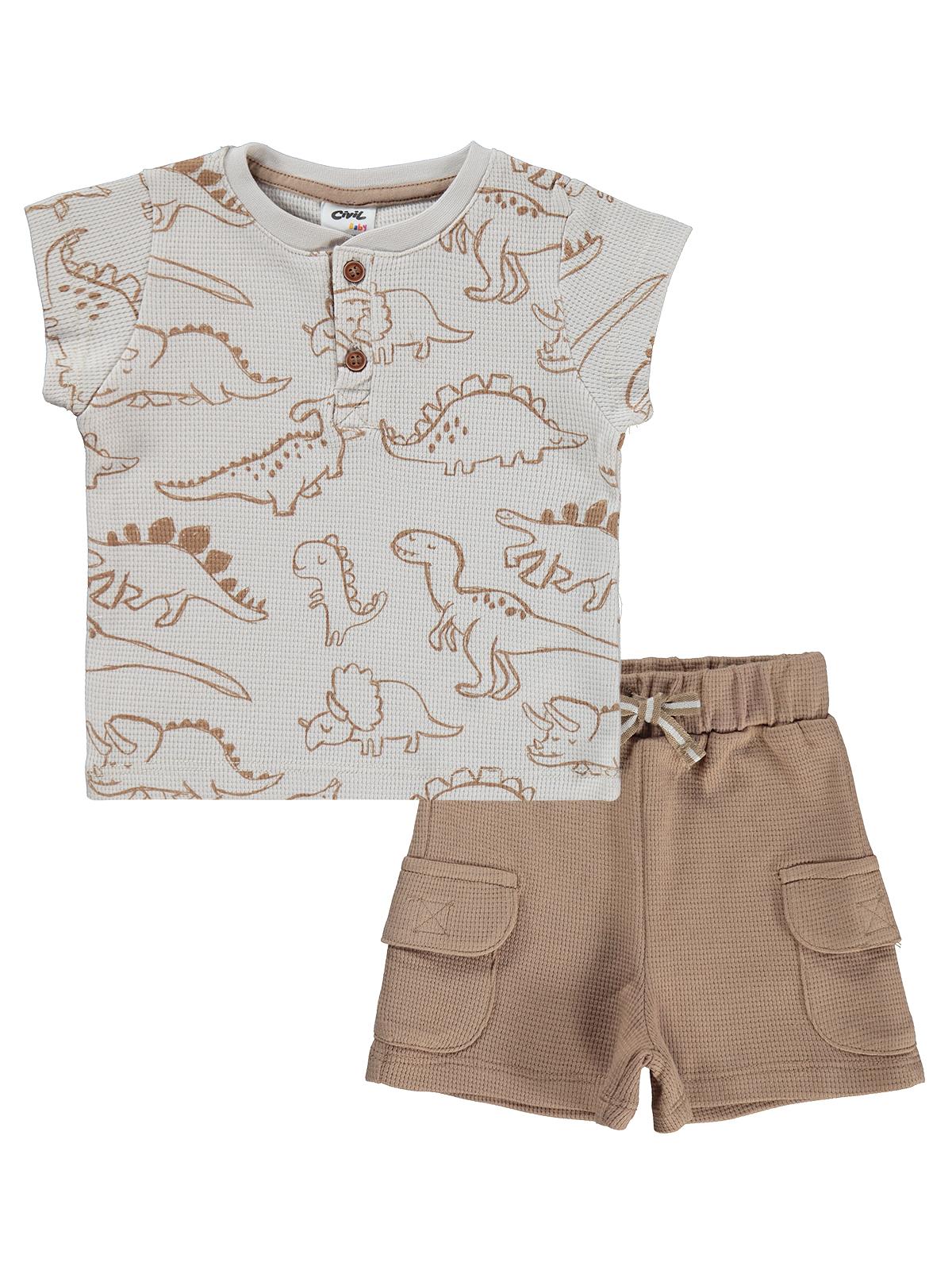 Civil Baby Kontür Dinozor Empirme 6-18 Ay Takım - Bej