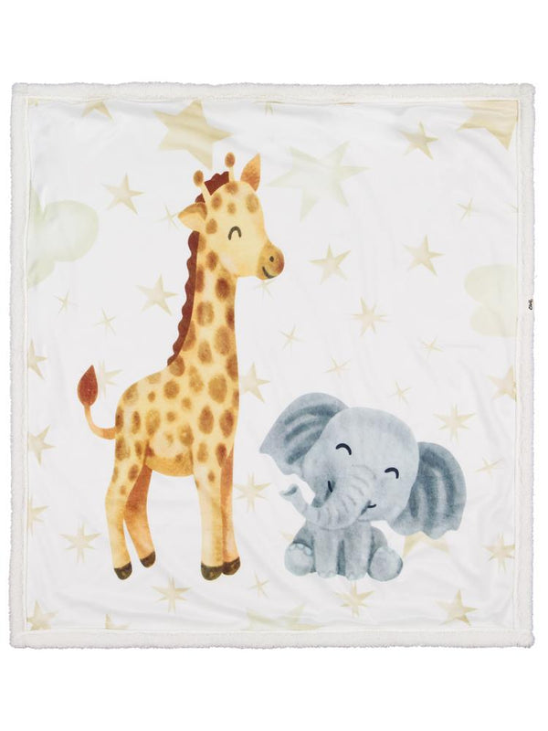 Civil Baby Fil Zürafa Baskılı Battaniye ve Kundak - Ekru