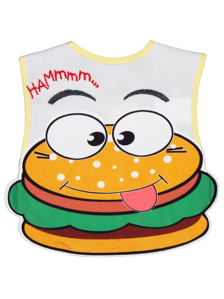 Civil Baby Hamburger Baskılı Mama Önlüğü - Ekru