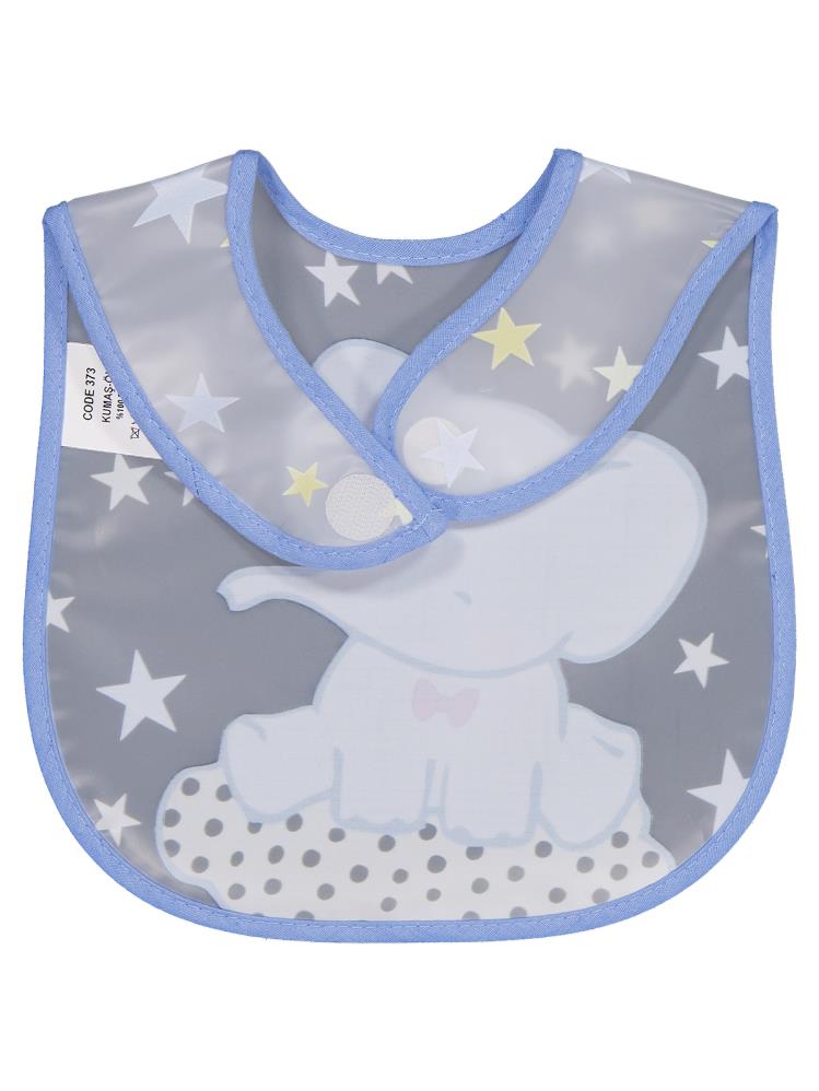 Civil Baby Papyonlu Fil Baskılı Mama Önlüğü - Mavi