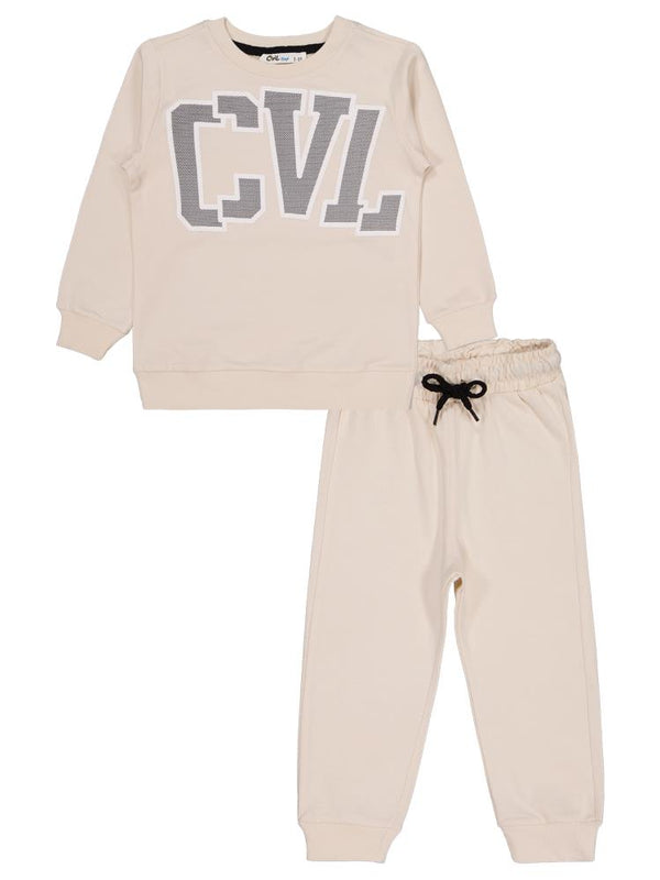 Civil Boys Cvl Baskılı 2-5 Yaş Takım - Ekru
