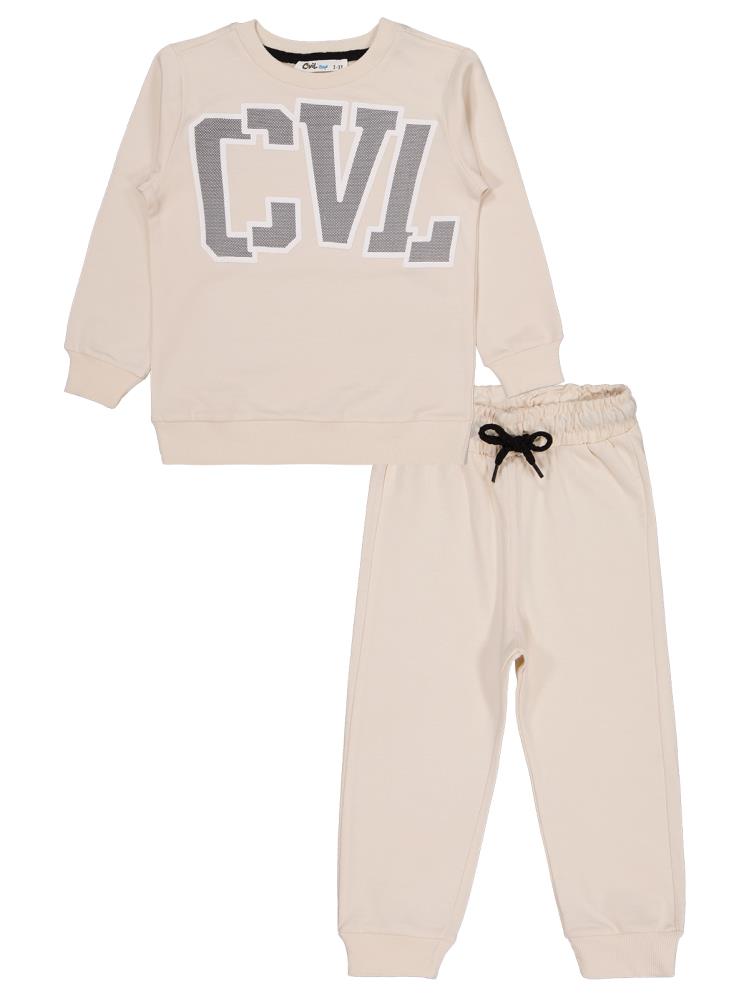 Civil Boys Cvl Baskılı 2-5 Yaş Takım - Ekru