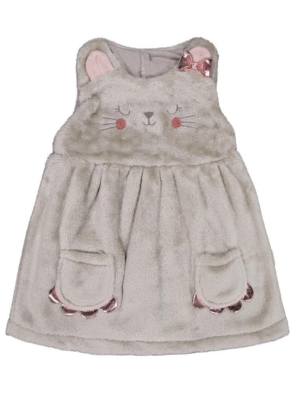 Civil Baby Cep Detaylı Kedi Nakışlı 6-18 Ay Elbise - Gri