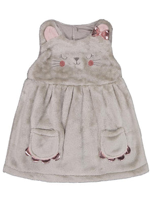 Civil Baby Cep Detaylı Kedi Nakışlı 6-18 Ay Elbise - Gri