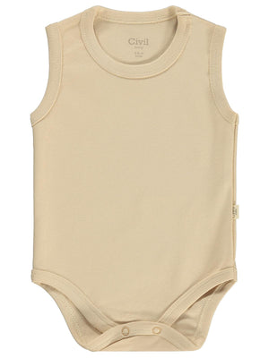Civil Baby Düz Renkli 3-36 Ay Çıtçıtlı Badi - Bej