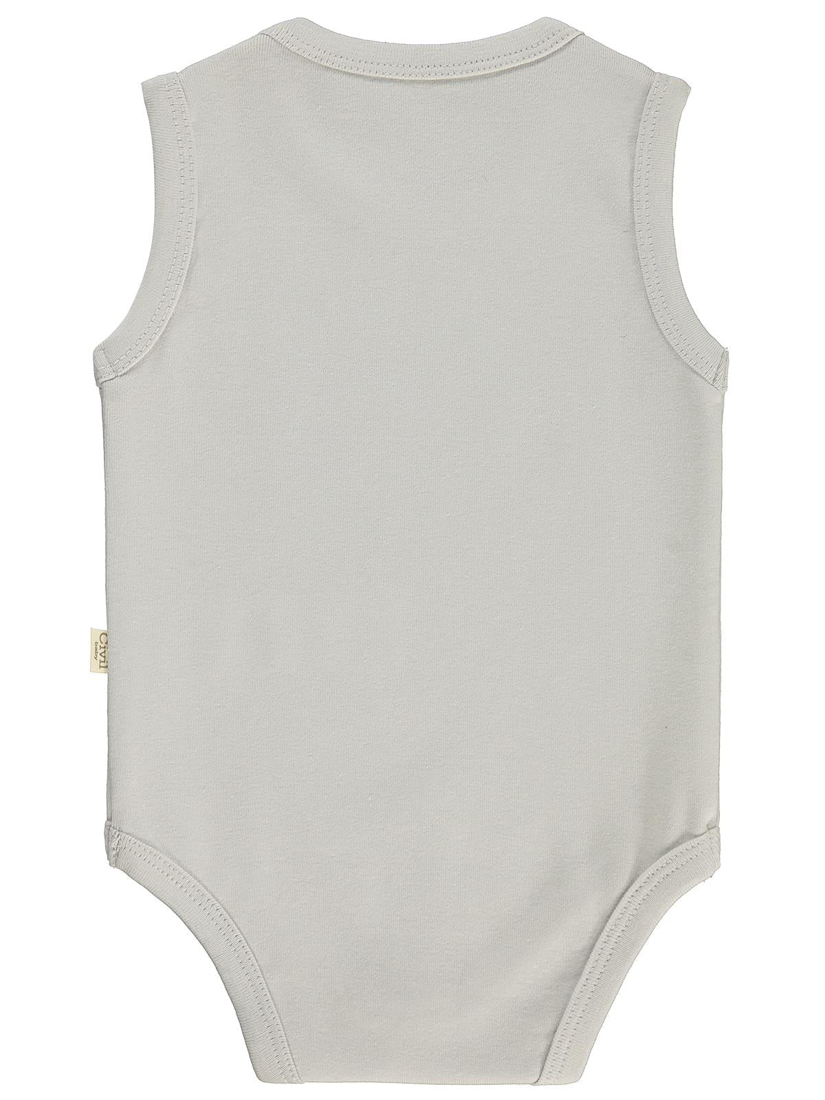 Civil Baby Düz Renkli 3-36 Ay Çıtçıtlı Badi - Gri