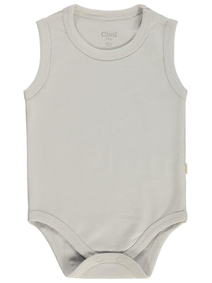 Civil Baby Düz Renkli 3-36 Ay Çıtçıtlı Badi - Gri