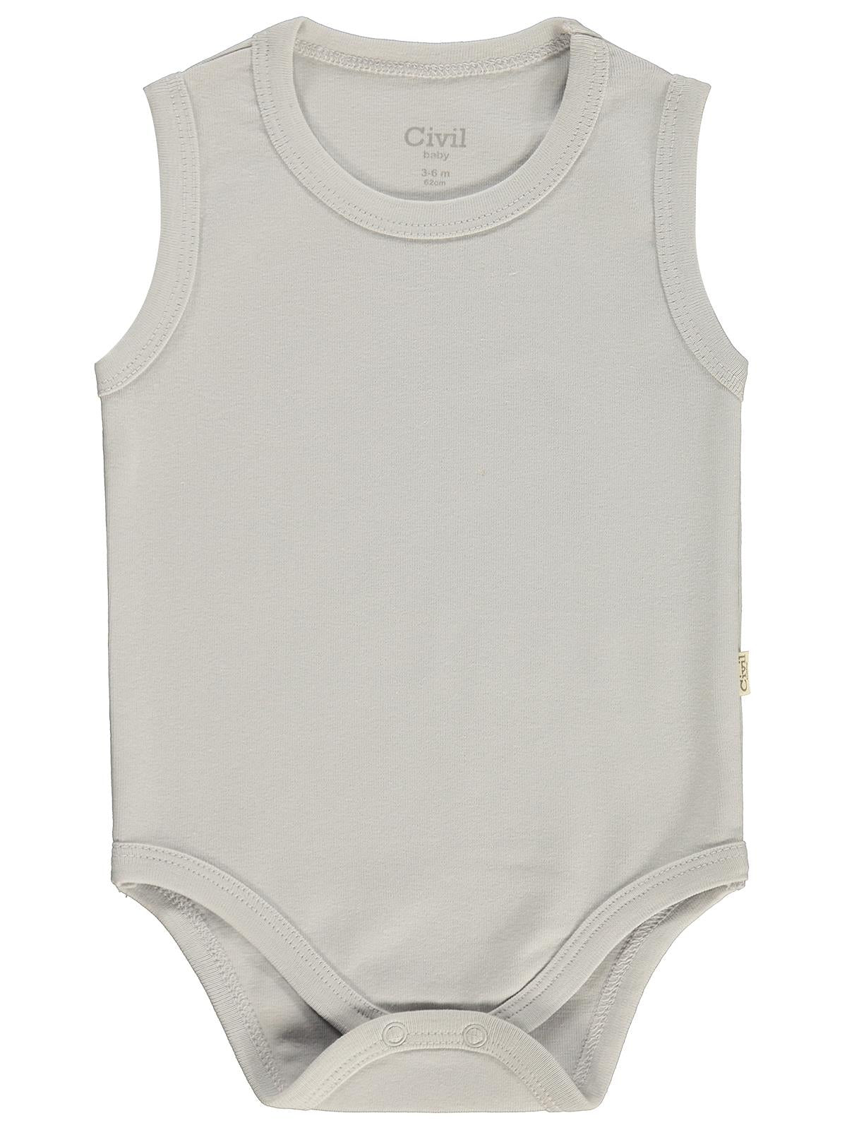 Civil Baby Düz Renkli 3-36 Ay Çıtçıtlı Badi - Gri