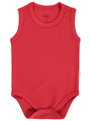 Civil Baby Düz Renkli 3-36 Ay Çıtçıtlı Badi - Kırmızı