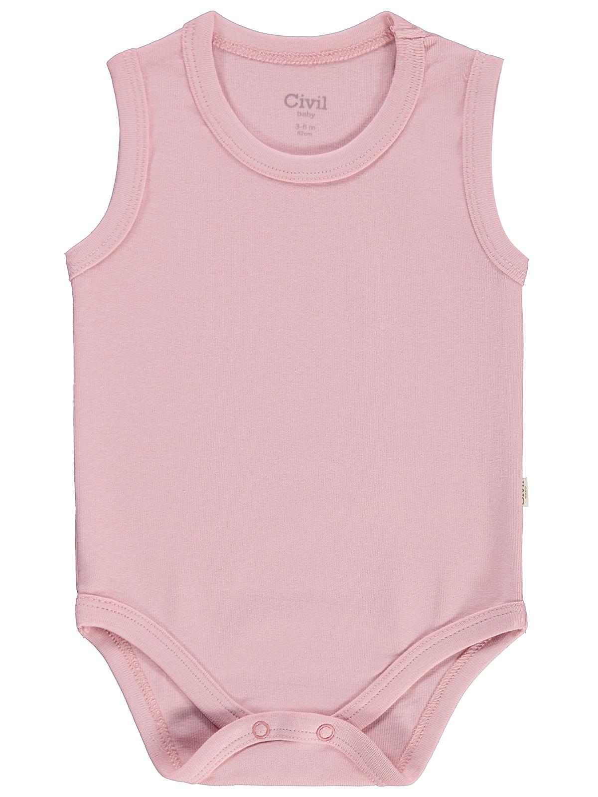 Civil Baby Düz Renkli 3-36 Ay Çıtçıtlı Badi - Pembe
