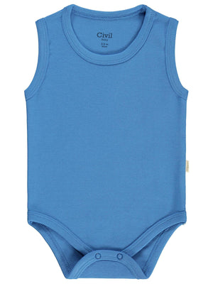 Civil Baby Düz Renkli 3-36 Ay Çıtçıtlı Badi - Mavi