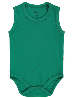 Civil Baby Düz Renkli 3-36 Ay Çıtçıtlı Badi - Yeşil