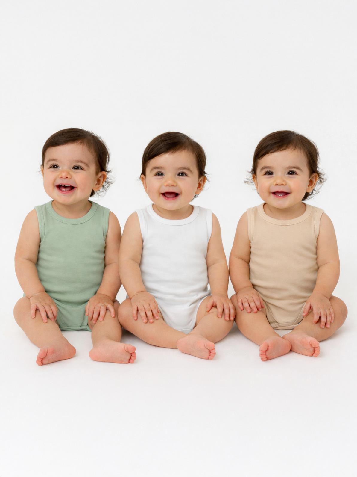 Civil Baby 3'lü Düz Sıfır Kol 0-36 Ay Çıtçıtlı Badi - Bej