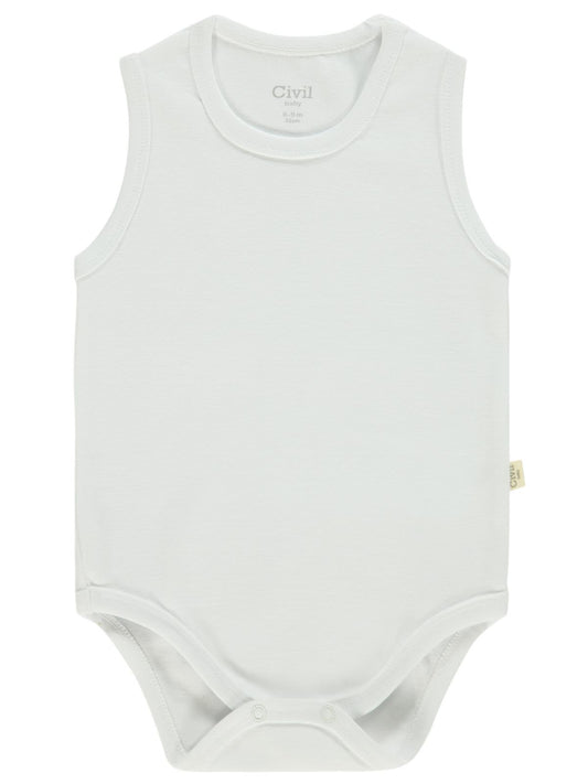 Civil Baby 3'lü Düz Sıfır Kol 3-36 Ay Çıtçıtlı Badi - Bej