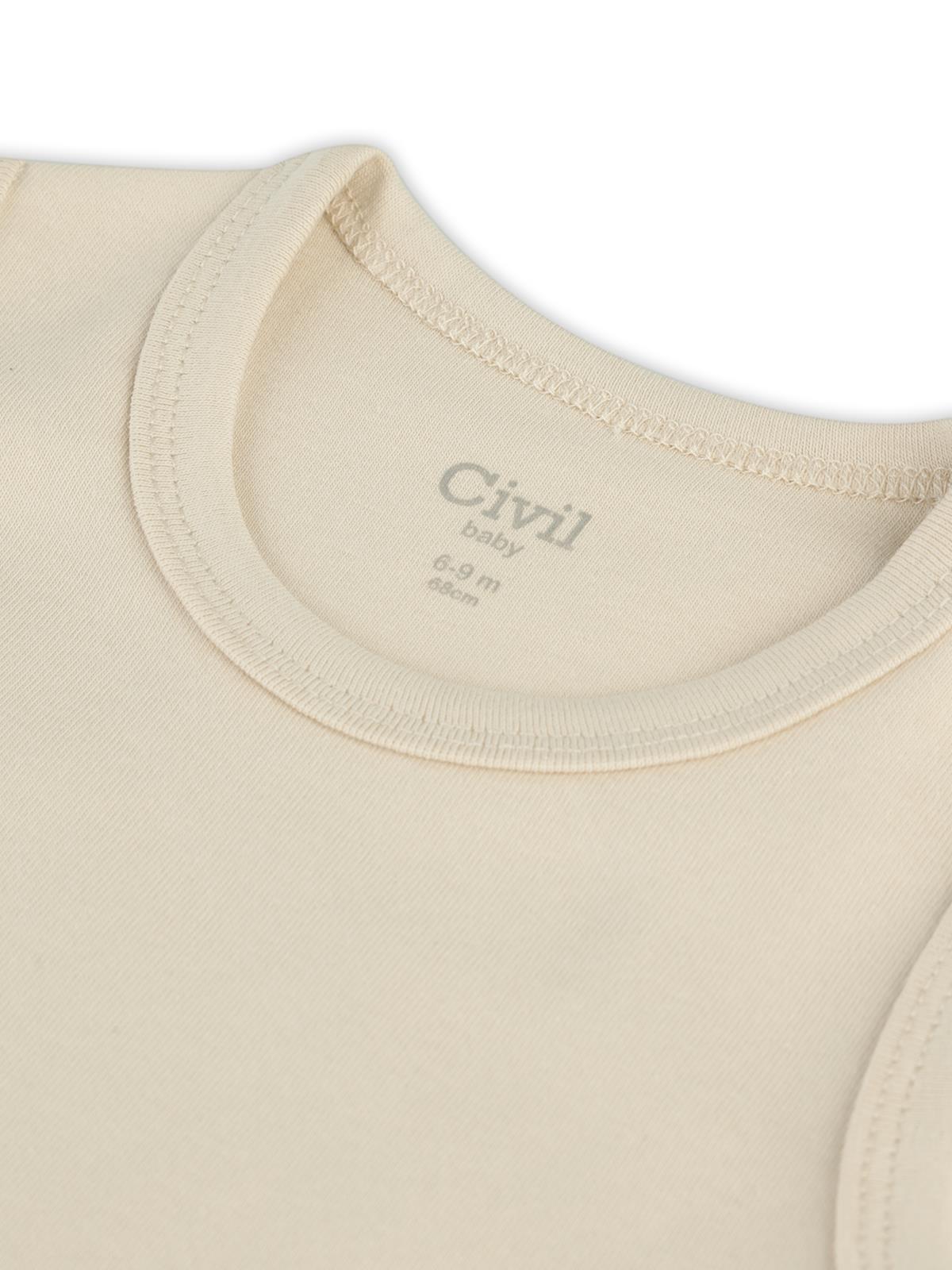 Civil Baby 3'lü Düz Sıfır Kol 0-36 Ay Çıtçıtlı Badi - Bej