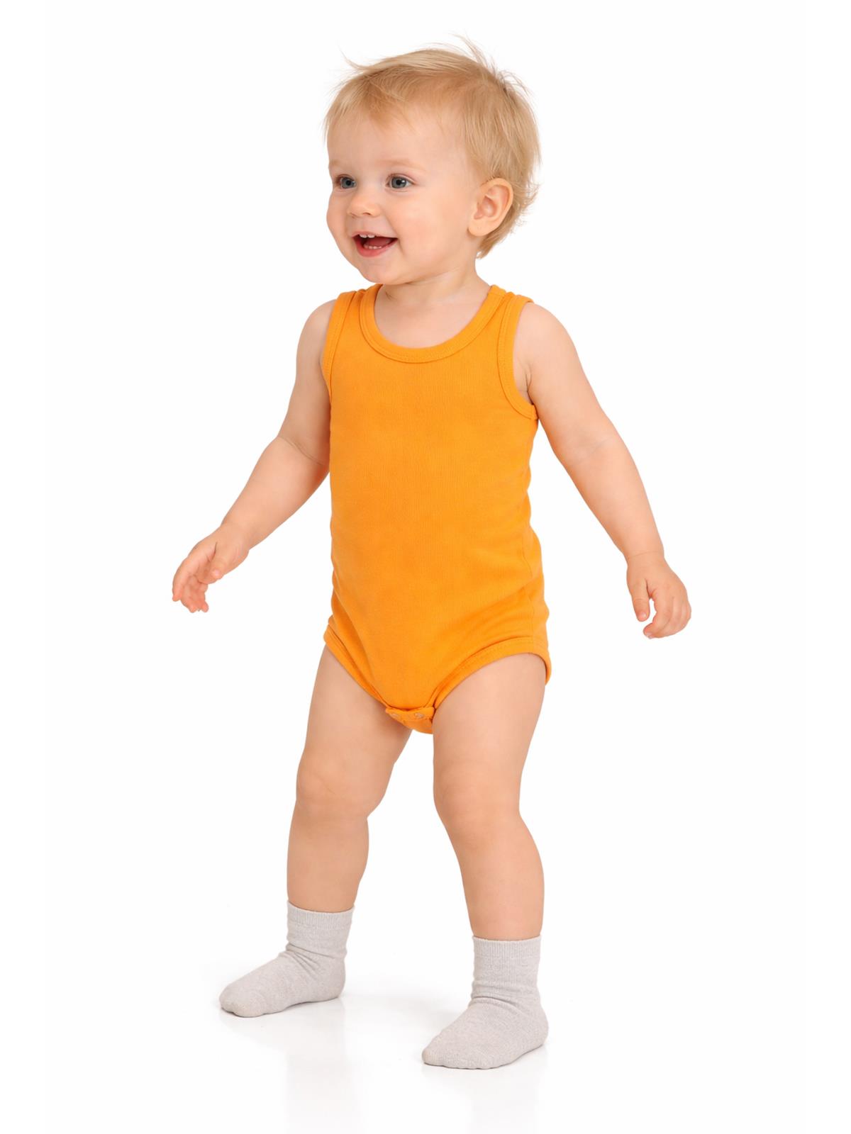 Civil Baby 3'lü Düz Sıfır Kol 0-36 Ay Çıtçıtlı Badi - Turuncu