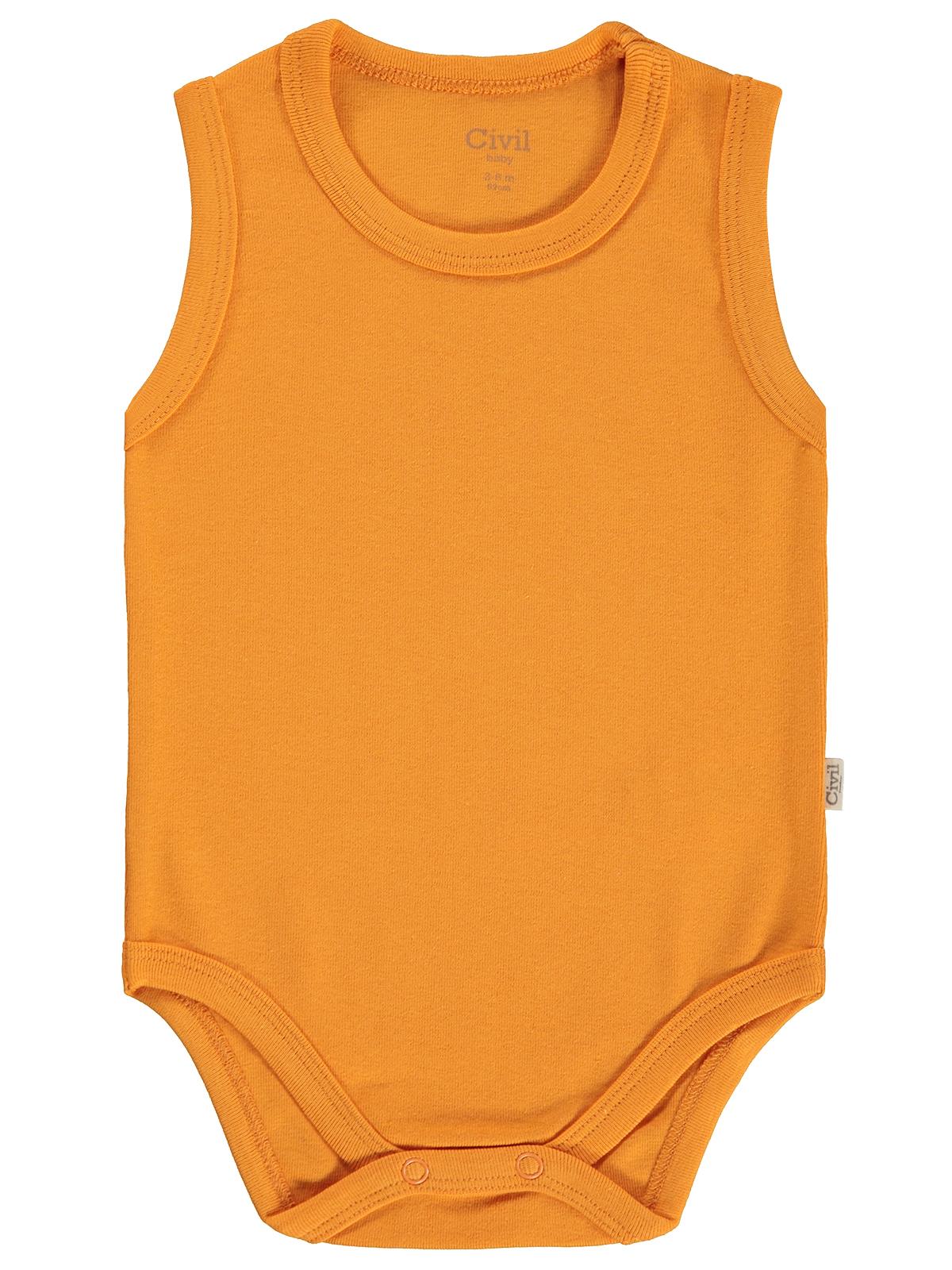 Civil Baby 3'lü Düz Sıfır Kol 0-36 Ay Çıtçıtlı Badi - Turuncu