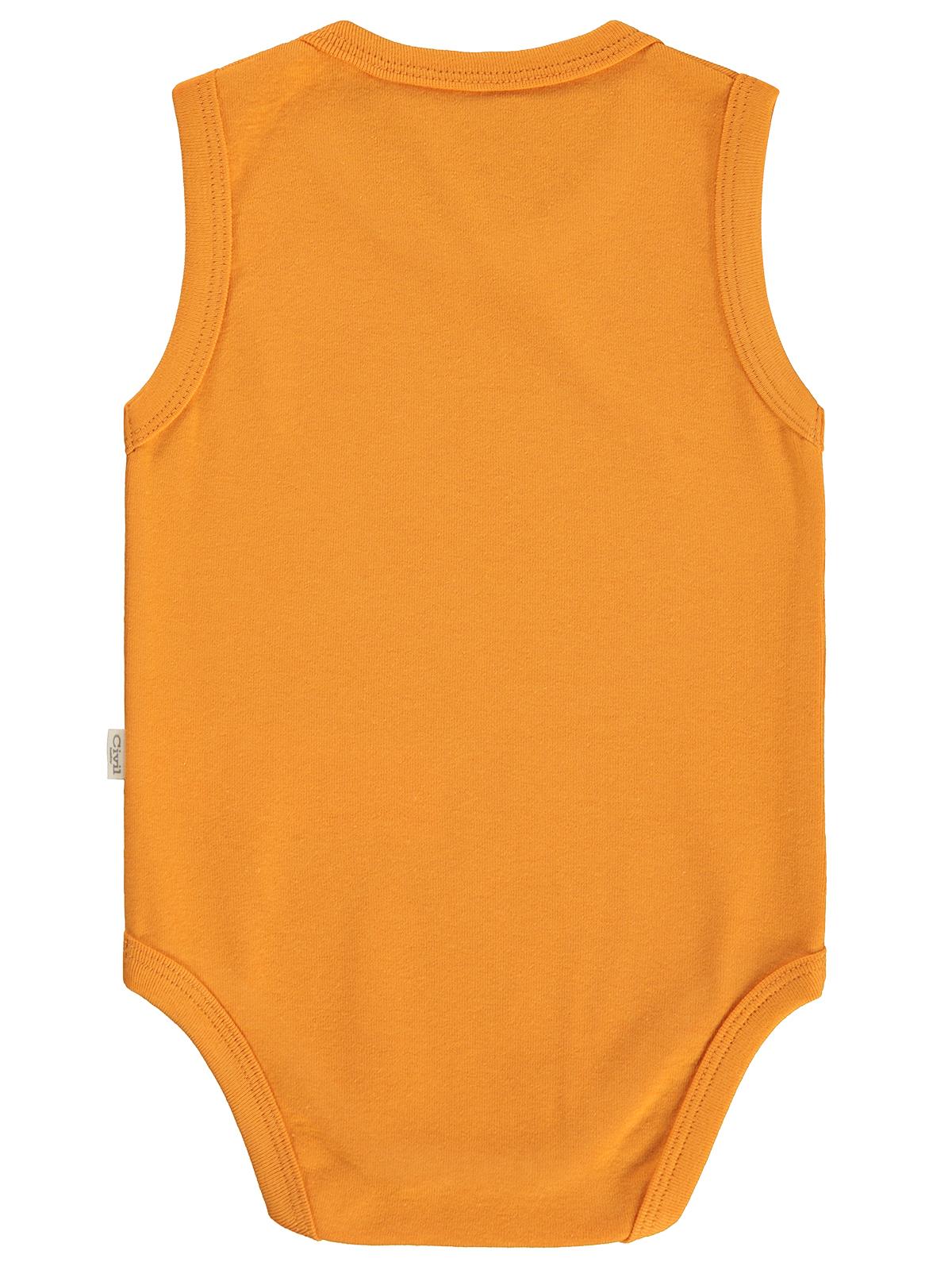 Civil Baby 3'lü Düz Sıfır Kol 0-36 Ay Çıtçıtlı Badi - Turuncu