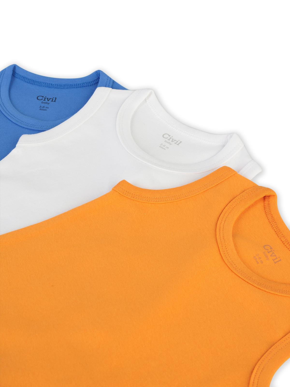 Civil Baby 3'lü Karışık Renk 3-36 Ay Çıtçıtlı Badi - Turuncu