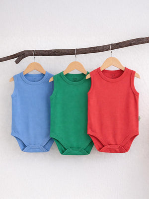 Civil Baby 3'lü Düz Sıfır Kol 0-36 Ay Çıtçıtlı Badi - Kırmızı