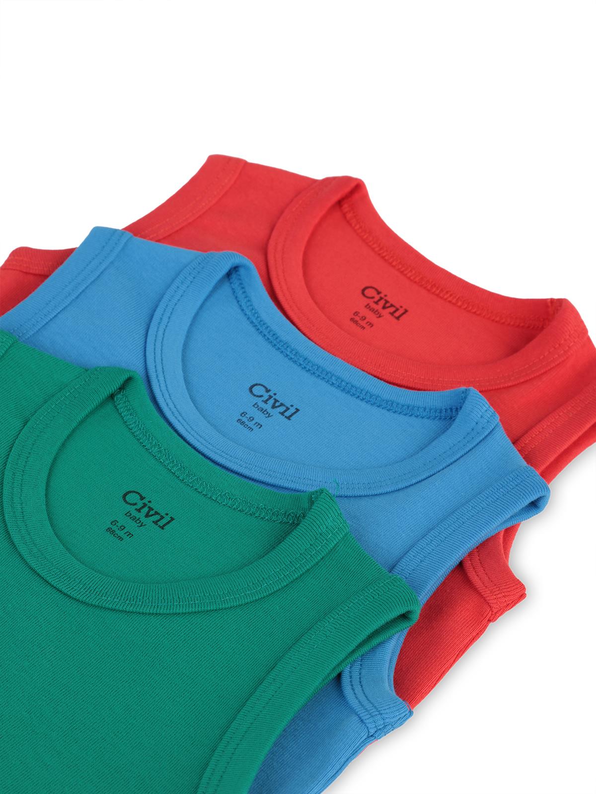 Civil Baby 3'lü Düz Sıfır Kol 0-36 Ay Çıtçıtlı Badi - Kırmızı