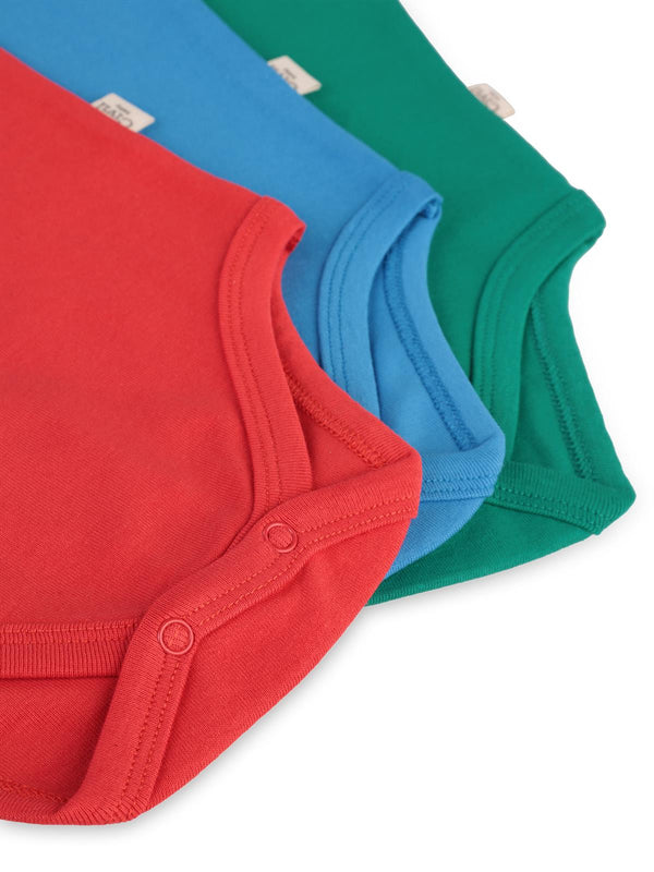 Civil Baby 3'lü Karışık Renk 3-36 Ay Çıtçıtlı Badi - Kırmızı