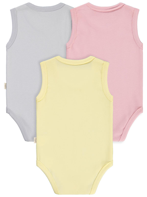 Civil Baby 3'lü Karışık Renk 3-36 Ay Çıtçıtlı Badi - Pembe