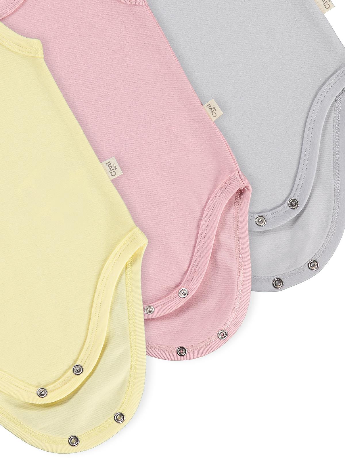 Civil Baby 3'lü Karışık Renk 3-36 Ay Çıtçıtlı Badi - Pembe