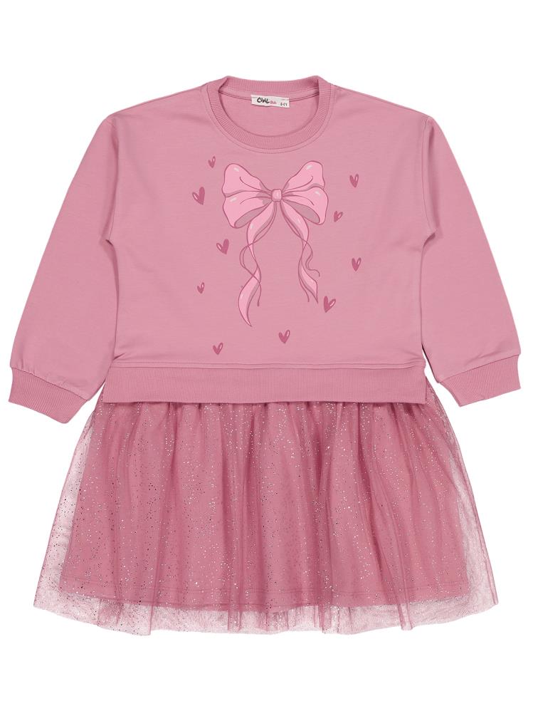 Civil Girls Fiyonk Baskılı 6-9 Yaş Elbise - Pembe