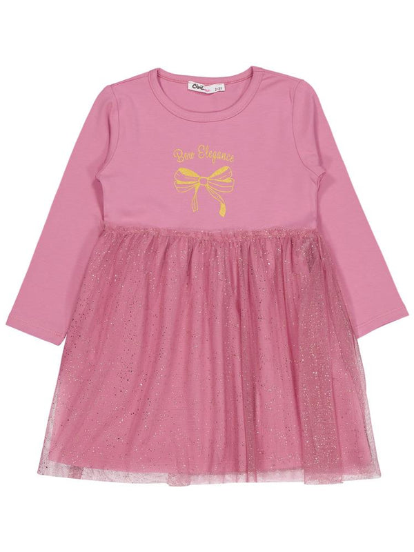 Civil Girls Fiyonk Baskılı 2-5 Yaş Elbise - Pembe