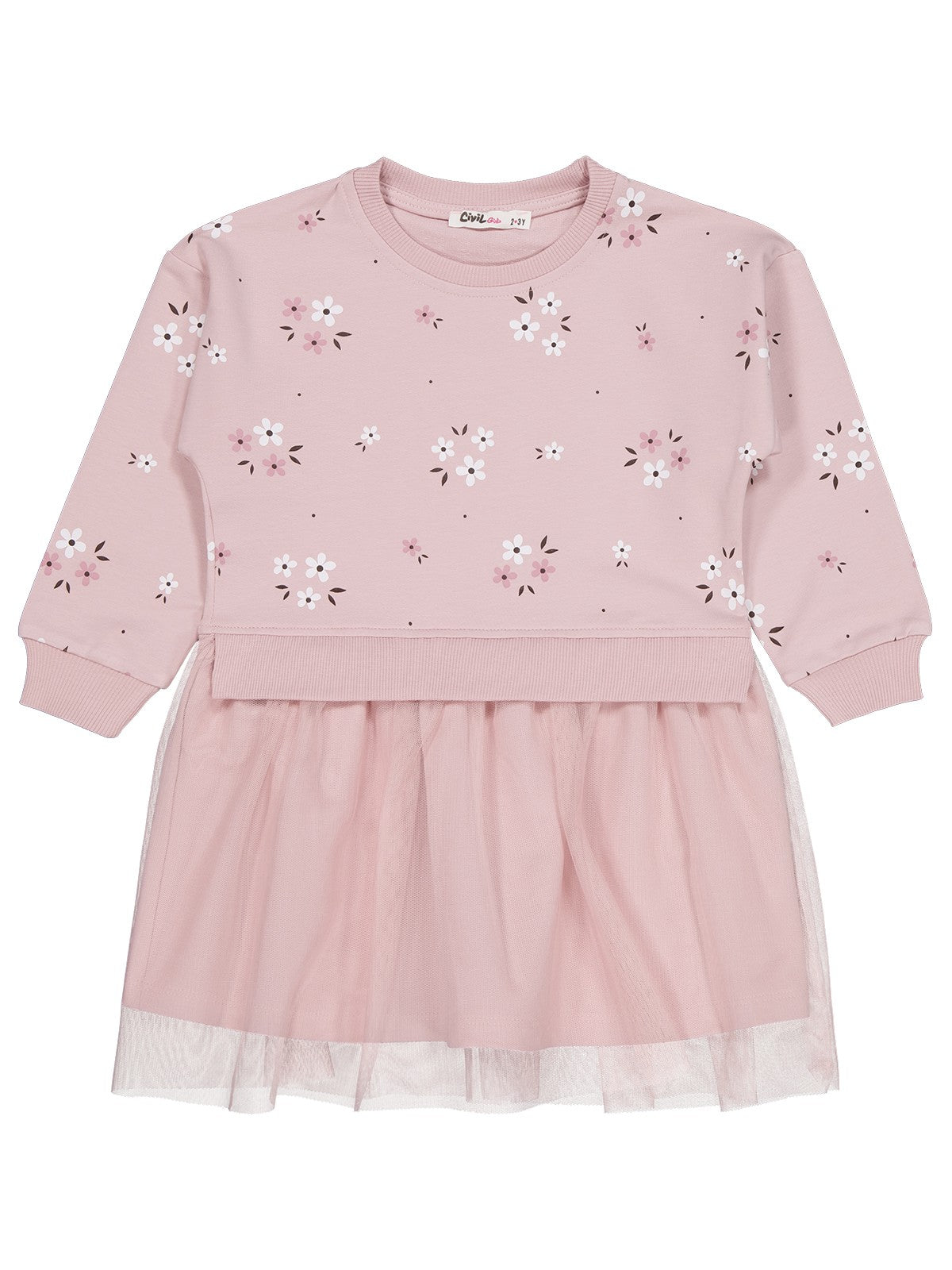 Civil Girls Çiçek Baskılı 2-5 Yaş Elbise - Pembe