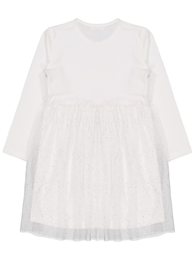 Civil Girls Yıldızlı Rainbow Baskılı 6-9 Yaş Elbise - Ekru