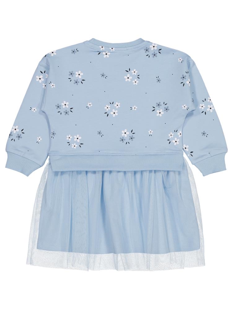 Civil Girls Çiçek Baskılı 2-5 Yaş Elbise - Mavi