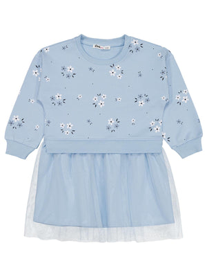 Civil Girls Çiçek Baskılı 2-5 Yaş Elbise - Mavi