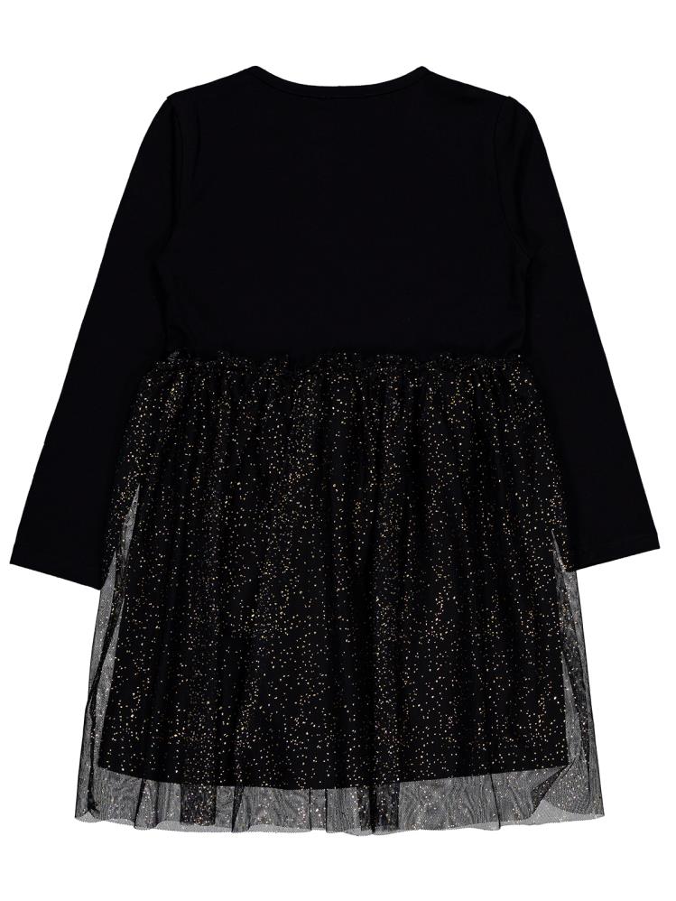 Civil Girls Yıldızlı Rainbow Baskılı 6-9 Yaş Elbise - Siyah