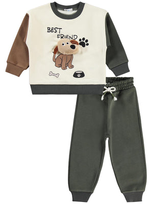 Civil Boys Best Friend Baskılı 2-5 Yaş Eşofman Takımı - Haki