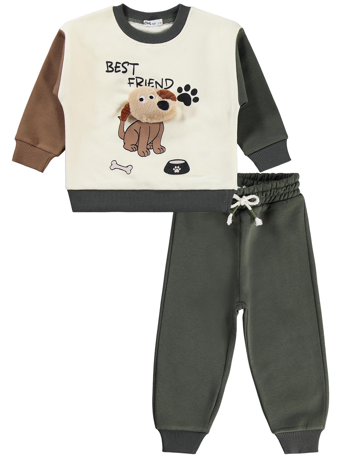 Civil Boys Best Friend Baskılı 2-5 Yaş Eşofman Takımı - Haki