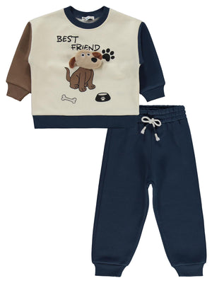 Civil Boys Best Friend Baskılı 2-5 Yaş Eşofman Takımı - Mavi