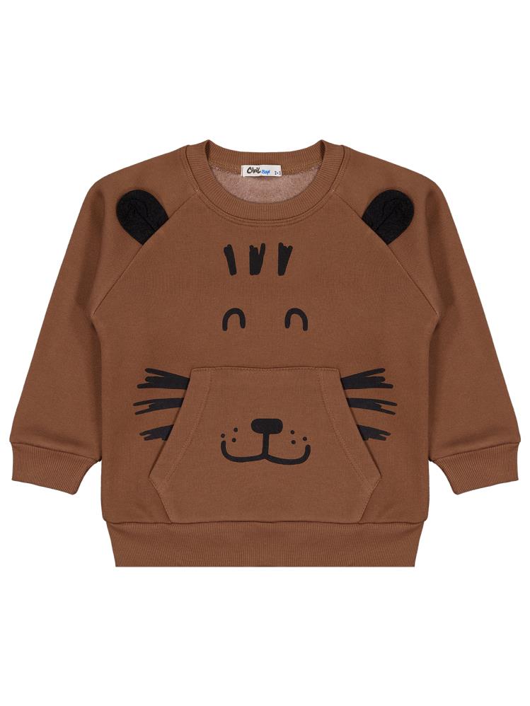 Civil Boys Kanguru Cepli 2-5 Yaş Eşofman Takımı - Kahverengi