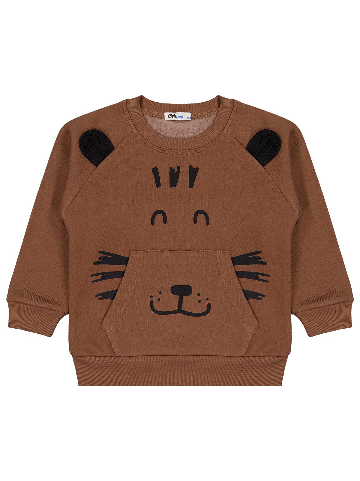 Civil Boys Kanguru Cepli 2-5 Yaş Eşofman Takımı - Kahverengi